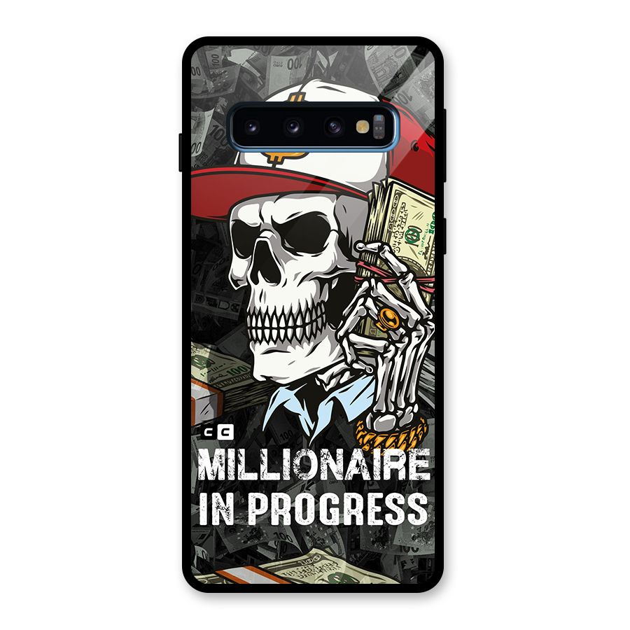 Cool Skull Millionaire In Progress Glass Back Case for Galaxy S10