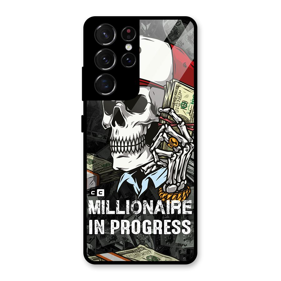 Cool Skull Millionaire In Progress Glass Back Case for Galaxy S21 Ultra 5G