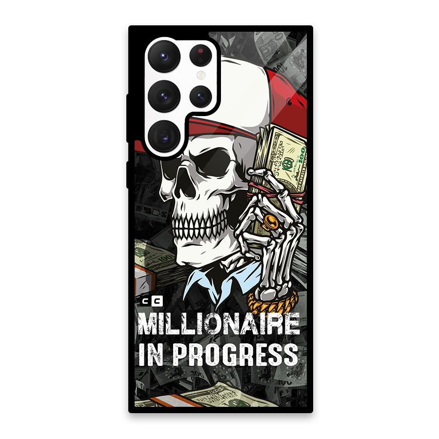 Cool Skull Millionaire In Progress Glass Back Case for Galaxy S22 Ultra 5G