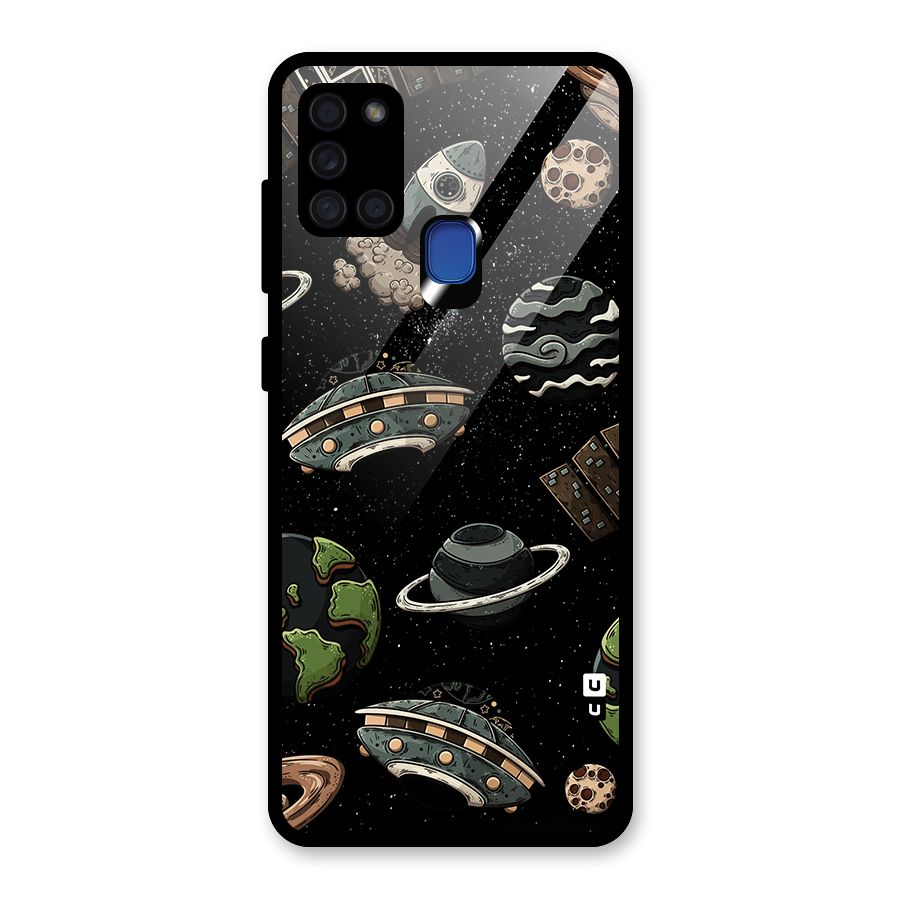 Cosmos Night Sky Anime Pattern Glass Back Case for Galaxy A21s