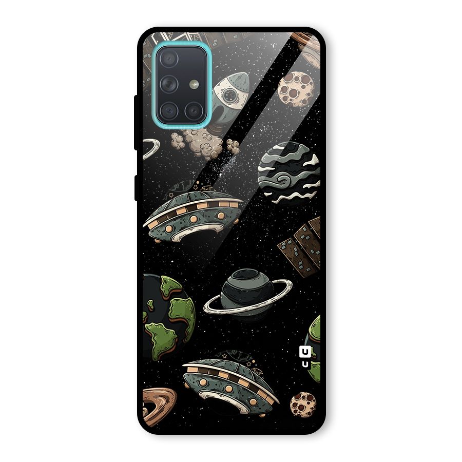 Cosmos Night Sky Anime Pattern Glass Back Case for Galaxy A71