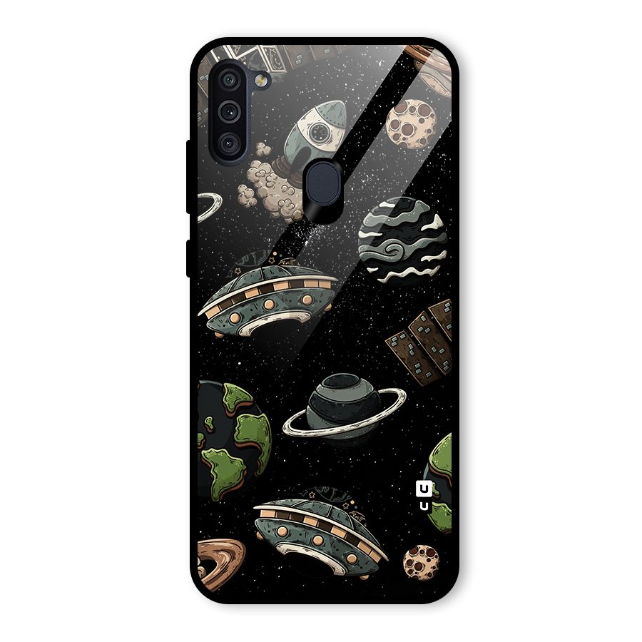 Cosmos Night Sky Anime Pattern Glass Back Case for Galaxy M11