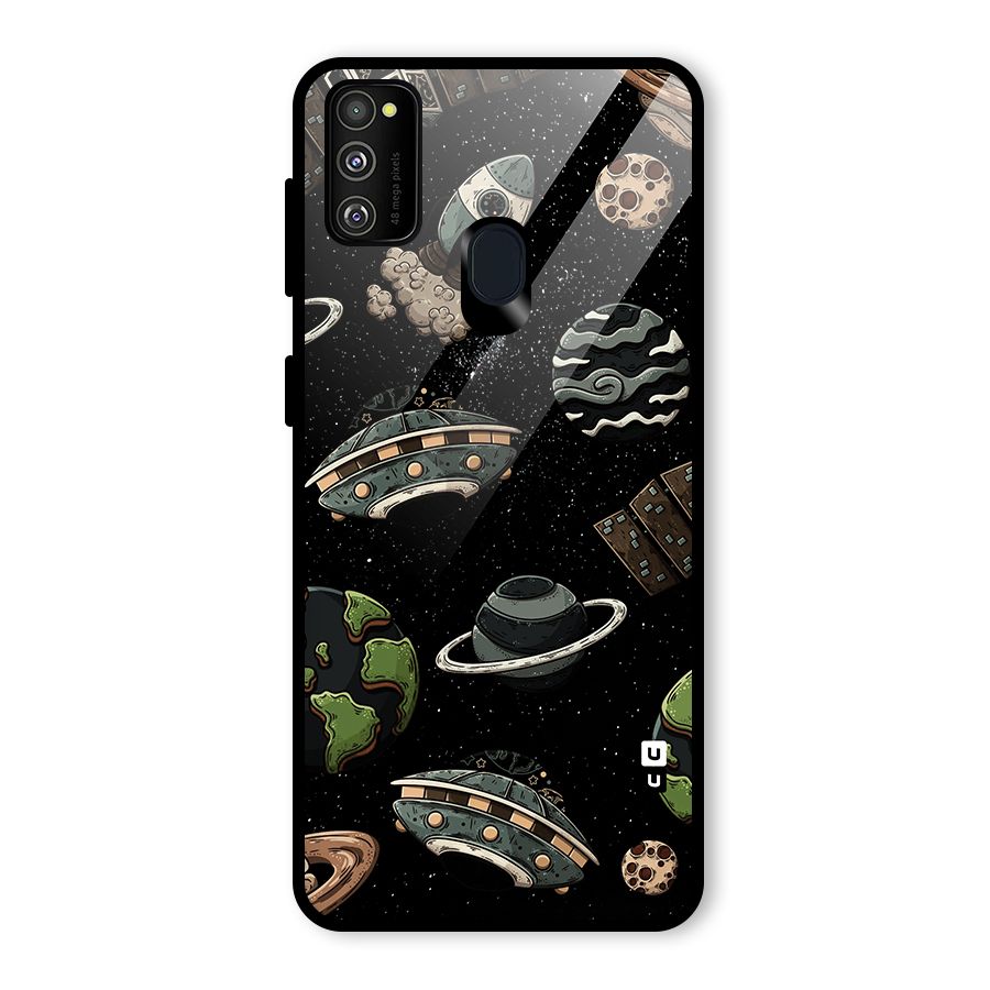 Cosmos Night Sky Anime Pattern Glass Back Case for Galaxy M21