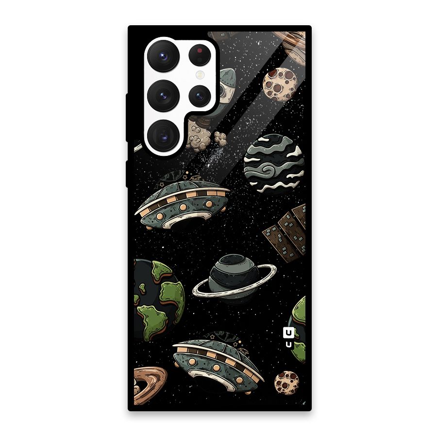 Cosmos Night Sky Anime Pattern Glass Back Case for Galaxy S22 Ultra 5G