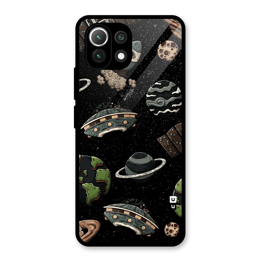 Cosmos Night Sky Anime Pattern Glass Back Case for Mi 11 Lite