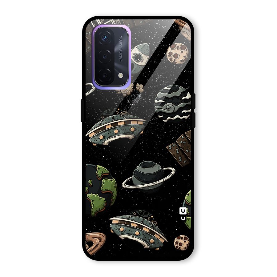 Cosmos Night Sky Anime Pattern Glass Back Case for Oppo A74 5G