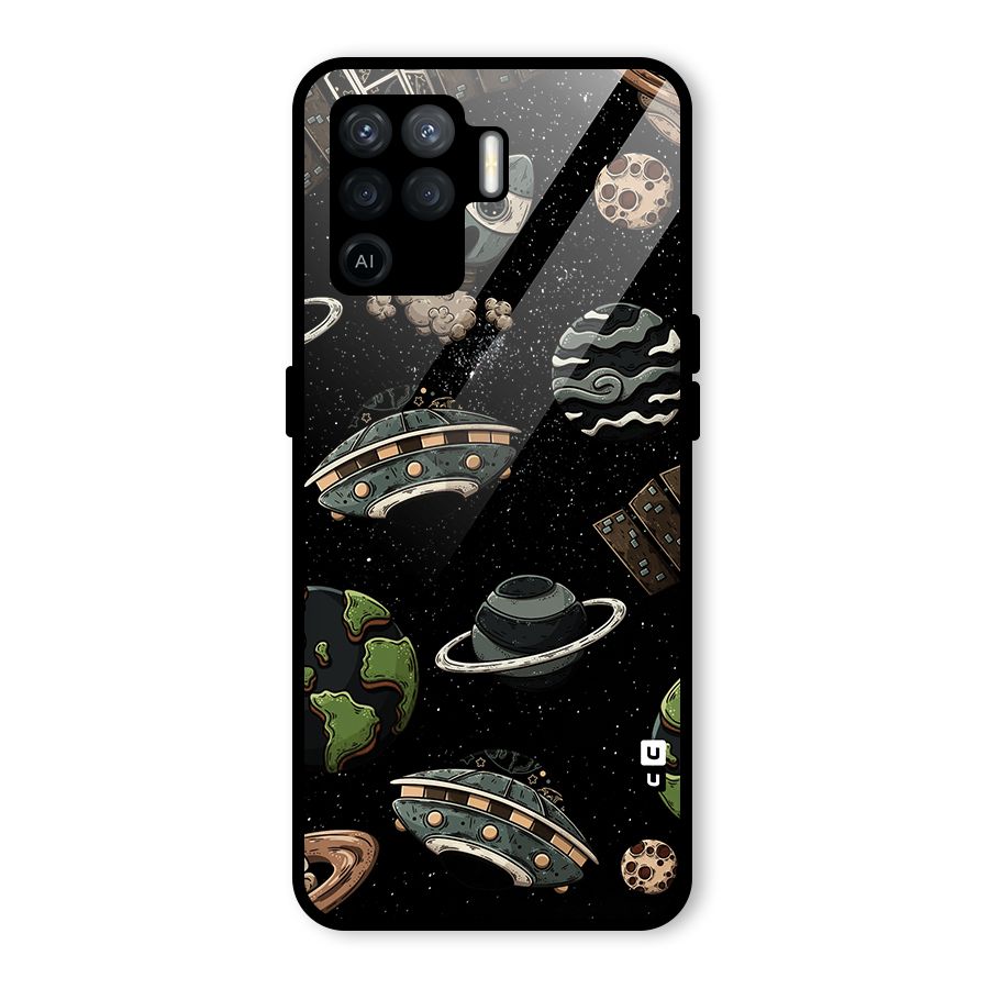 Cosmos Night Sky Anime Pattern Glass Back Case for Oppo F19 Pro
