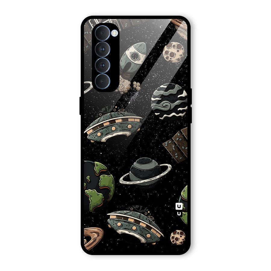 Cosmos Night Sky Anime Pattern Glass Back Case for Oppo Reno4 Pro