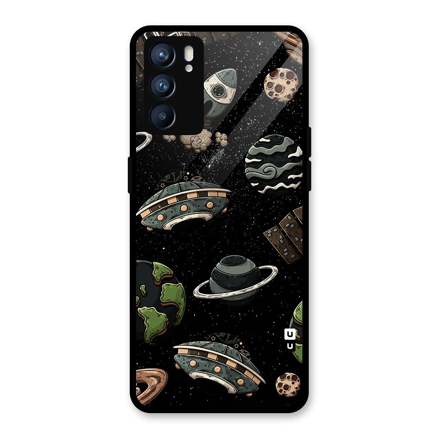 Cosmos Night Sky Anime Pattern Glass Back Case for Oppo Reno6 5G