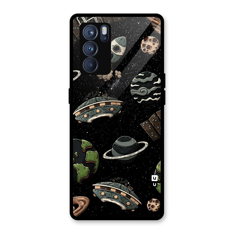 Cosmos Night Sky Anime Pattern Glass Back Case for Oppo Reno6 Pro 5G