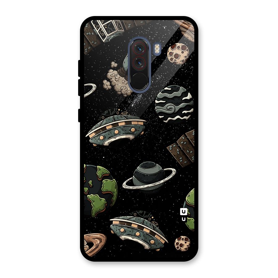 Cosmos Night Sky Anime Pattern Glass Back Case for Poco F1