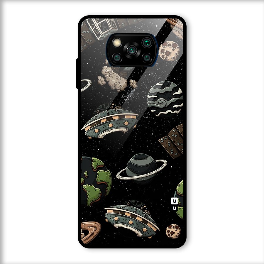 Cosmos Night Sky Anime Pattern Glass Back Case for Poco X3