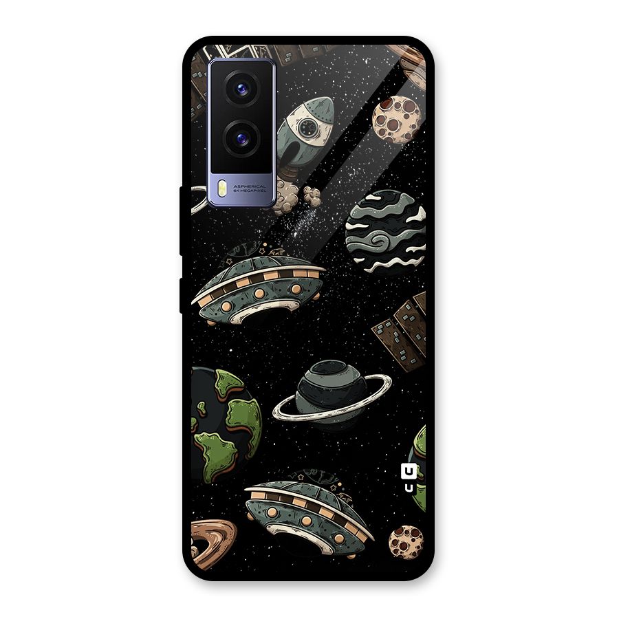 Cosmos Night Sky Anime Pattern Glass Back Case for Vivo V21e 5G
