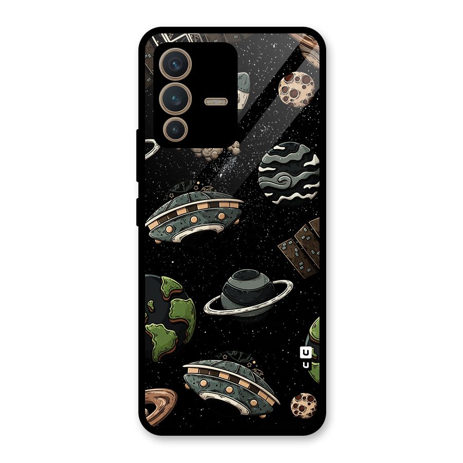Cosmos Night Sky Anime Pattern Glass Back Case for Vivo V23 5G