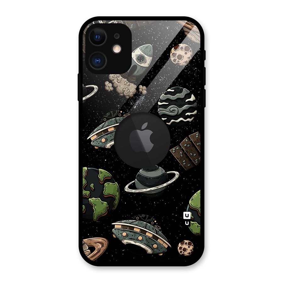 Cosmos Night Sky Anime Pattern Glass Back Case for iPhone 11 Logo Cut