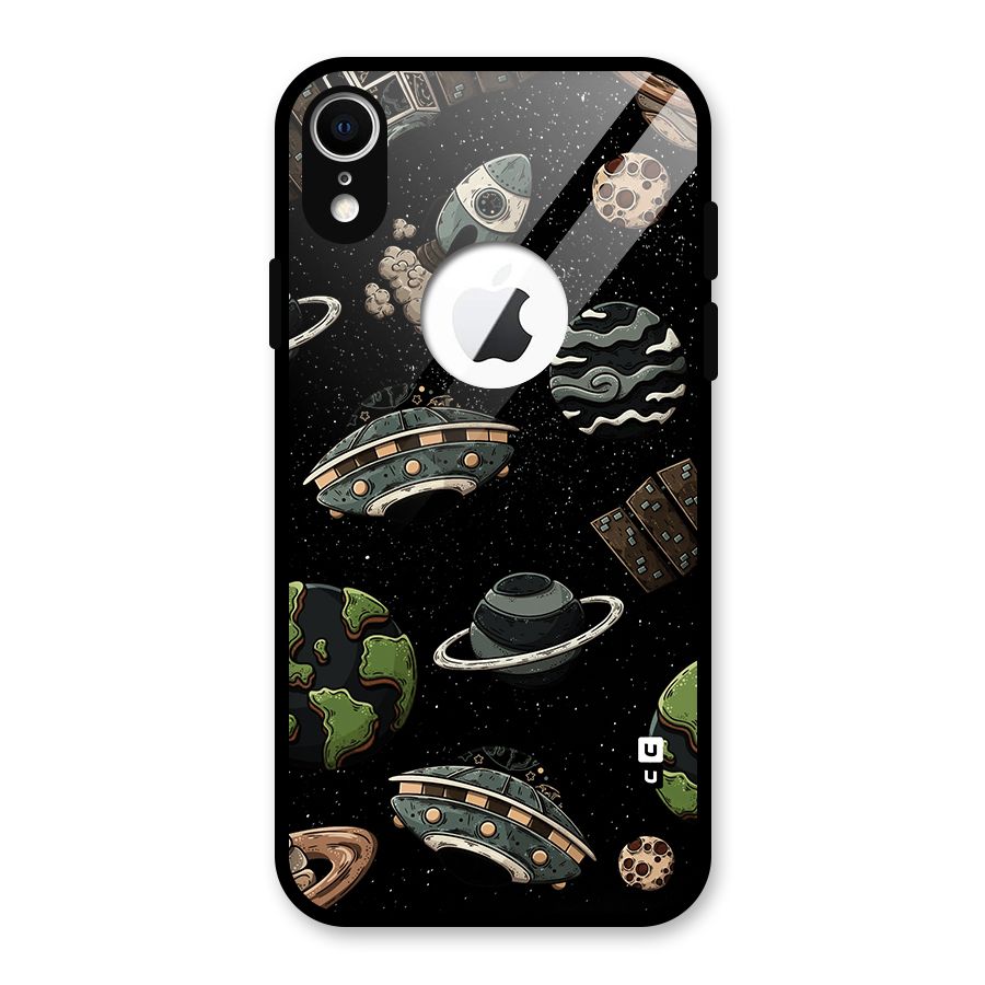 Cosmos Night Sky Anime Pattern Glass Back Case for iPhone XR Logo Cut