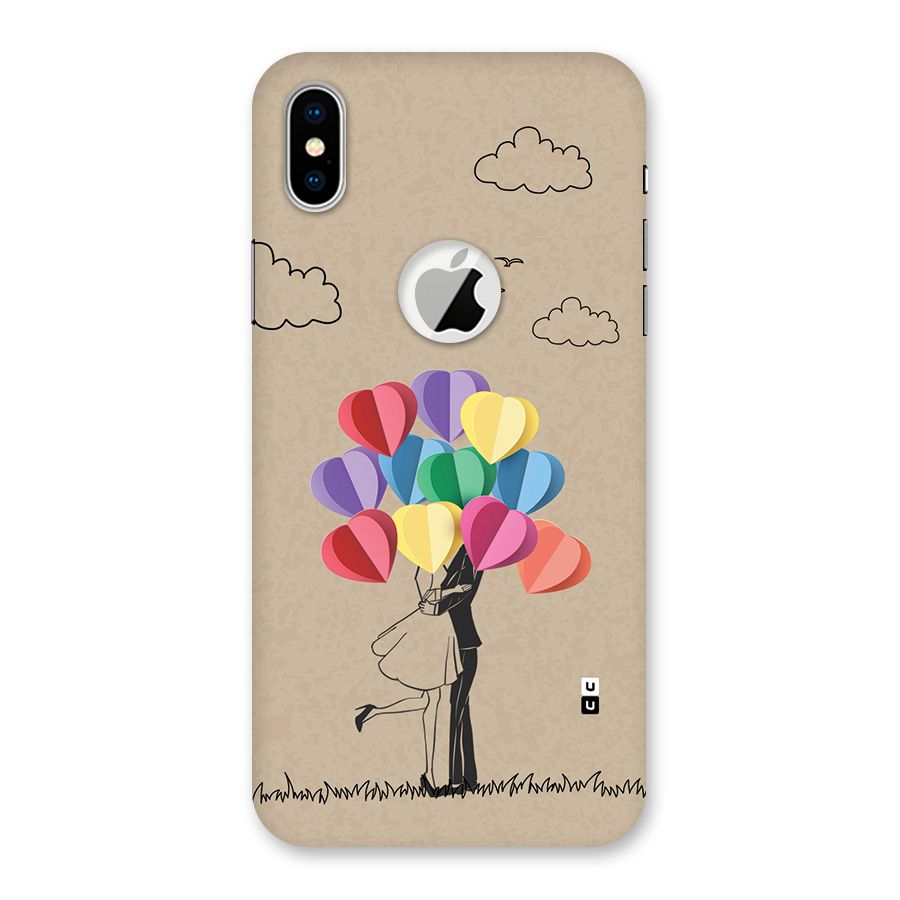 Couple With Card Baloons Back Case for iPhone X Logo Cut