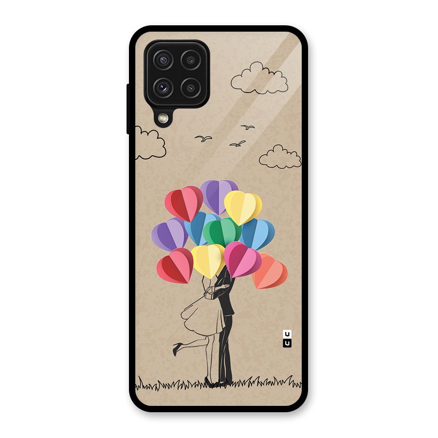 Couple With Card Baloons Glass Back Case for Galaxy A22 4G