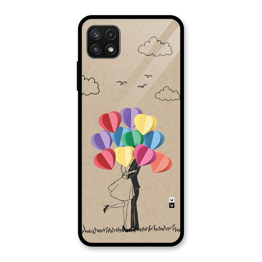 Couple With Card Baloons Glass Back Case for Galaxy A22 5G