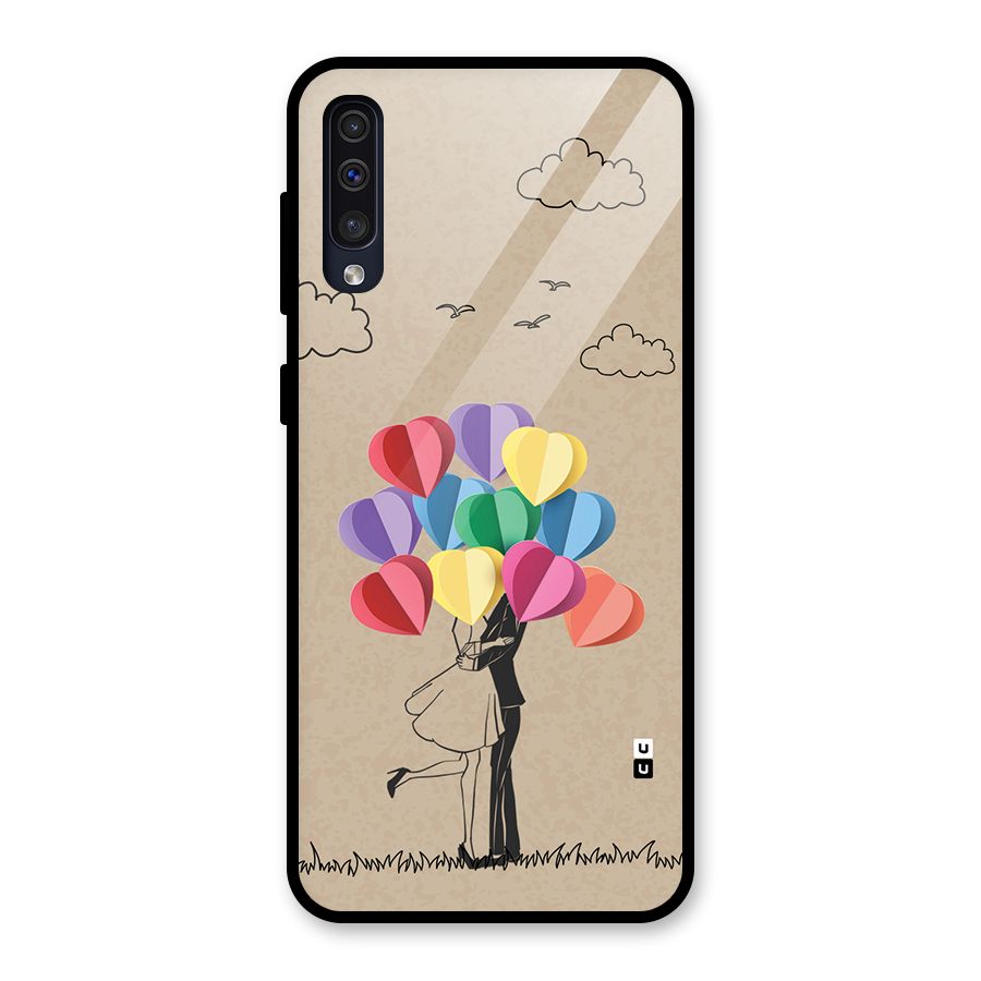 Couple With Card Baloons Glass Back Case for Galaxy A50s