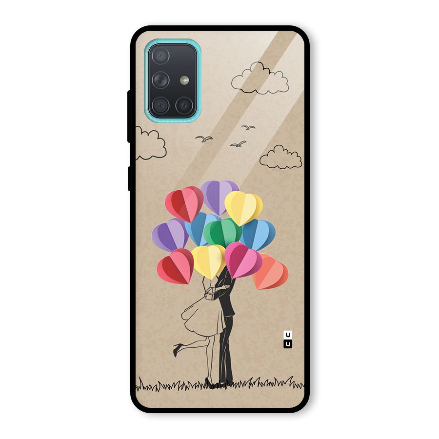 Couple With Card Baloons Glass Back Case for Galaxy A71