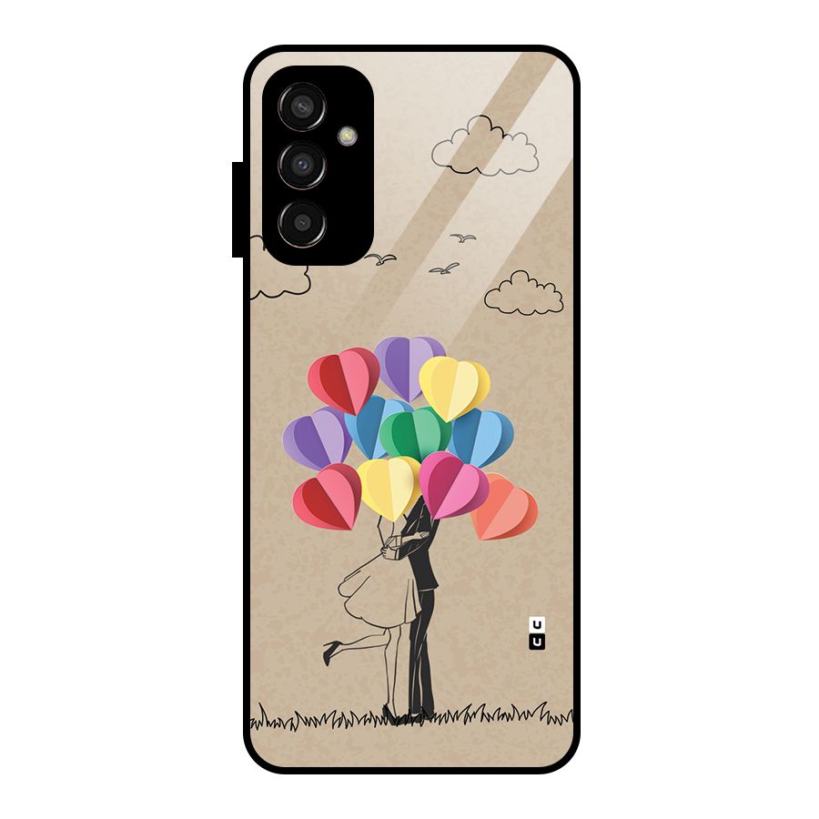 Couple With Card Baloons Glass Back Case for Galaxy F13