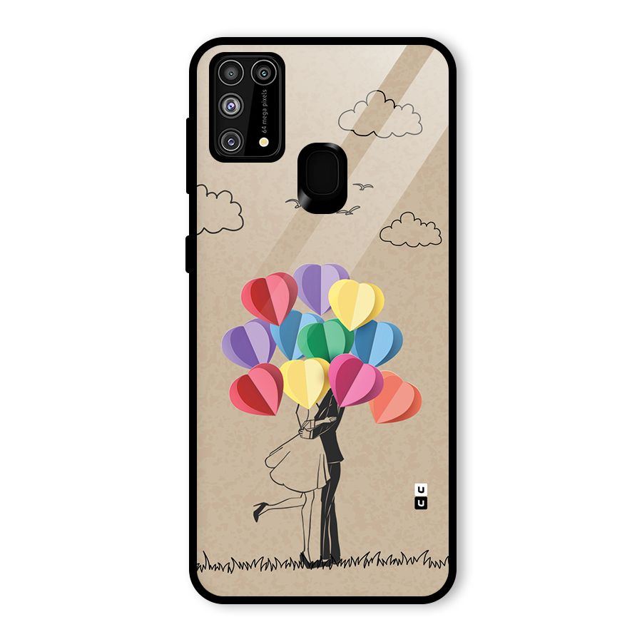 Couple With Card Baloons Glass Back Case for Galaxy F41