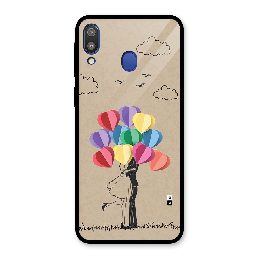 Couple With Card Baloons Glass Back Case for Galaxy M20