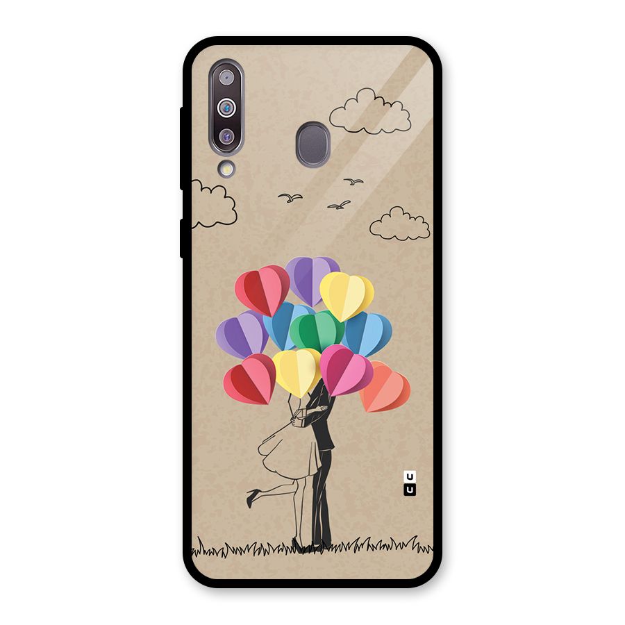 Couple With Card Baloons Glass Back Case for Galaxy M30