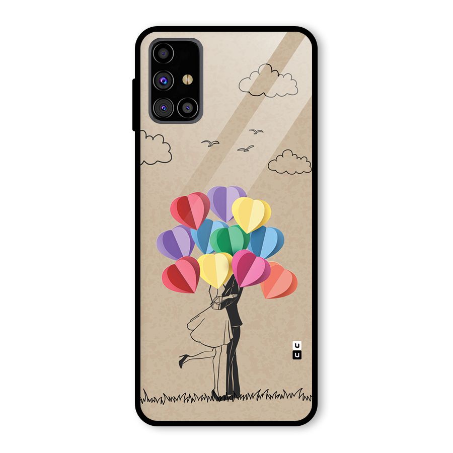 Couple With Card Baloons Glass Back Case for Galaxy M31s
