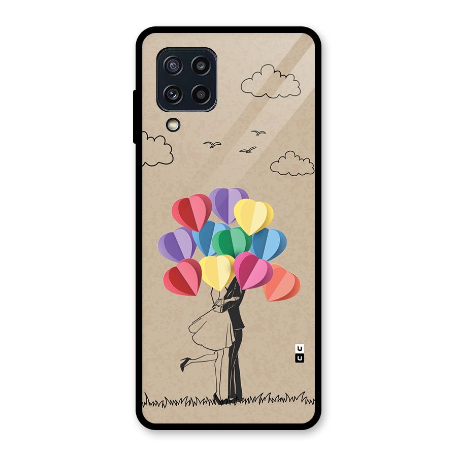 Couple With Card Baloons Glass Back Case for Galaxy M32