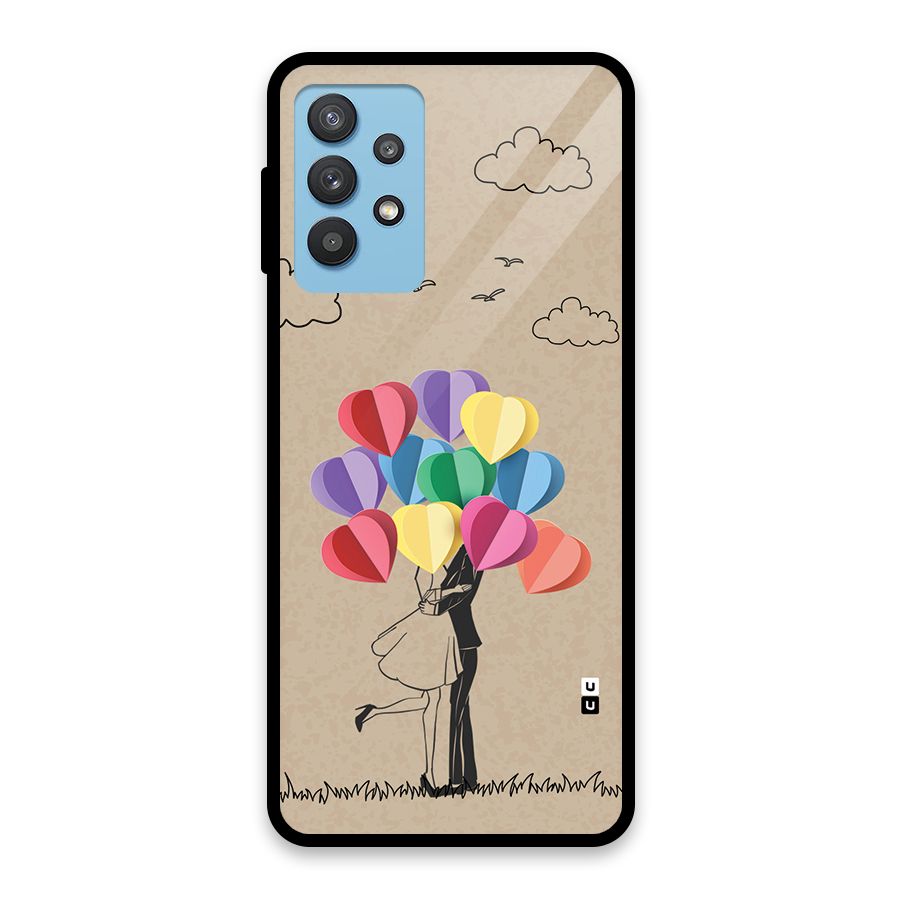 Couple With Card Baloons Glass Back Case for Galaxy M32 5G