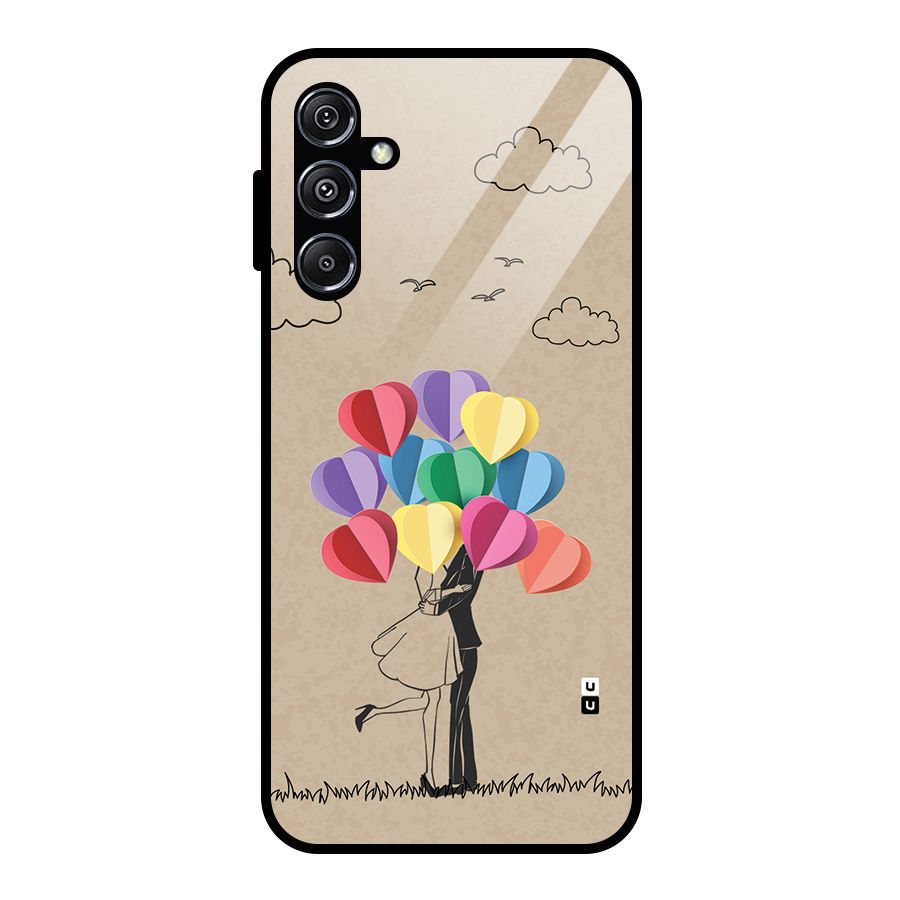 Couple With Card Baloons Glass Back Case for Galaxy M34 5G
