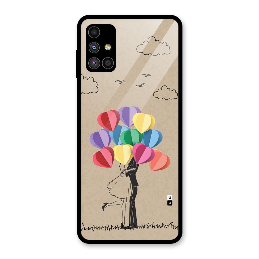 Couple With Card Baloons Glass Back Case for Galaxy M51