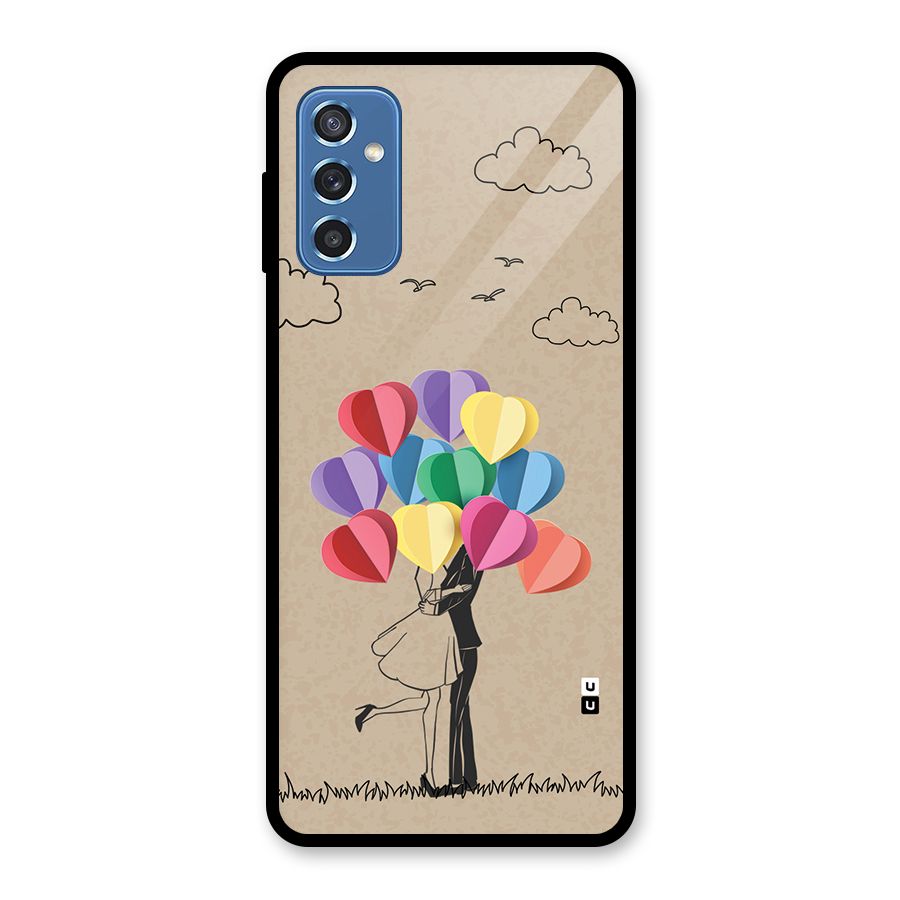 Couple With Card Baloons Glass Back Case for Galaxy M52 5G