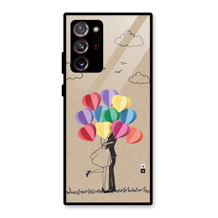 Couple With Card Baloons Glass Back Case for Galaxy Note 20 Ultra