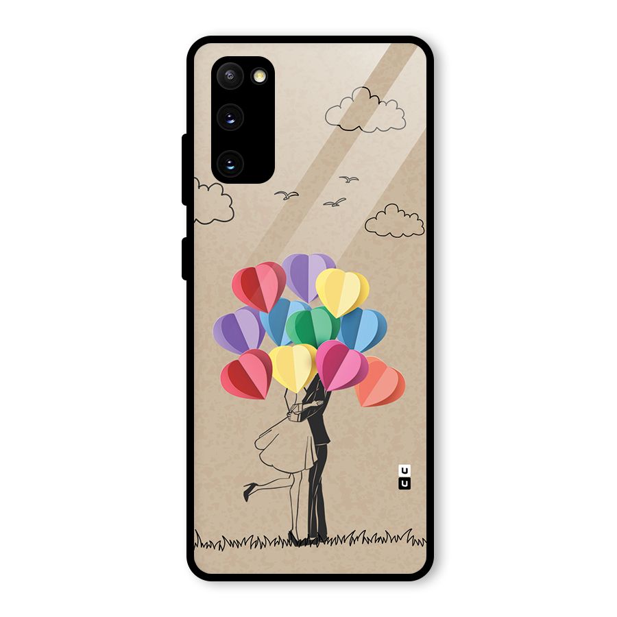 Couple With Card Baloons Glass Back Case for Galaxy S20 FE