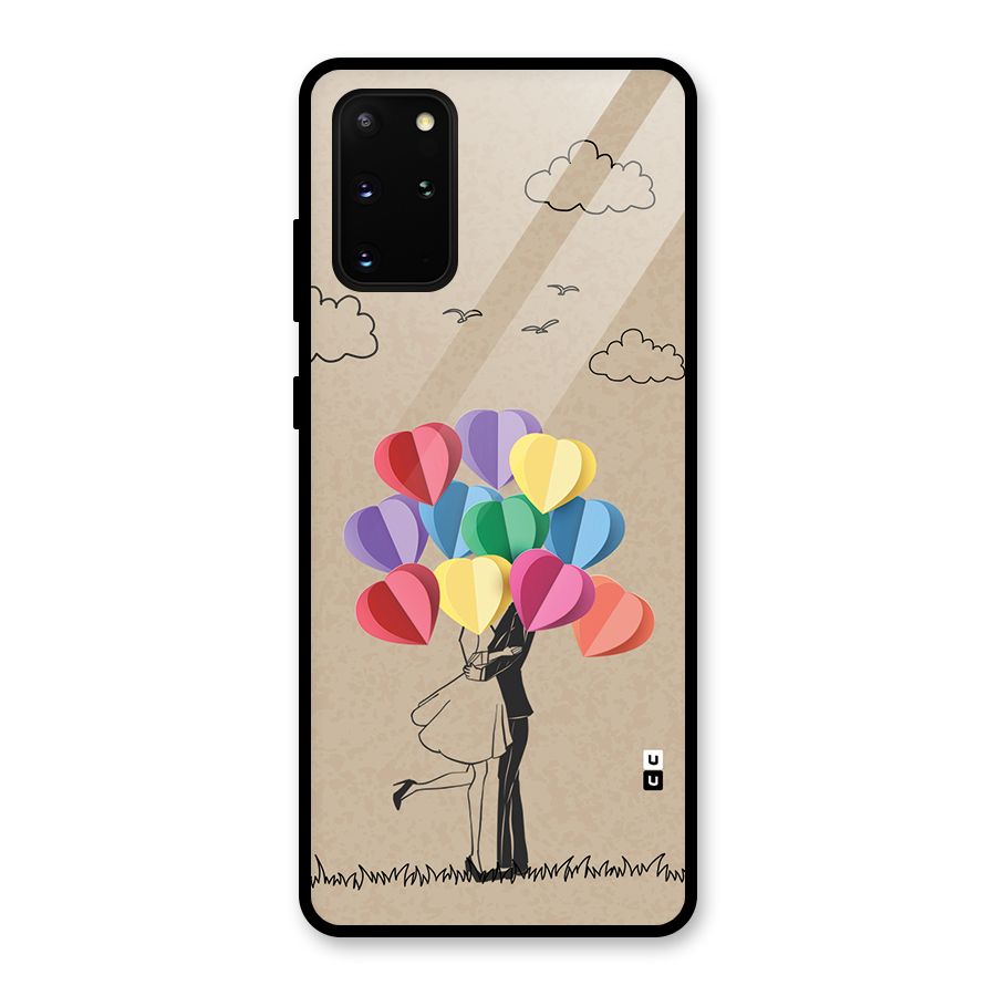 Couple With Card Baloons Glass Back Case for Galaxy S20 Plus