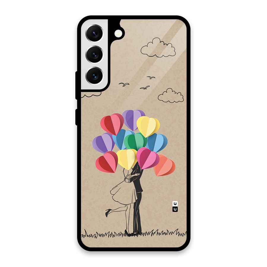 Couple With Card Baloons Glass Back Case for Galaxy S22 Plus 5G