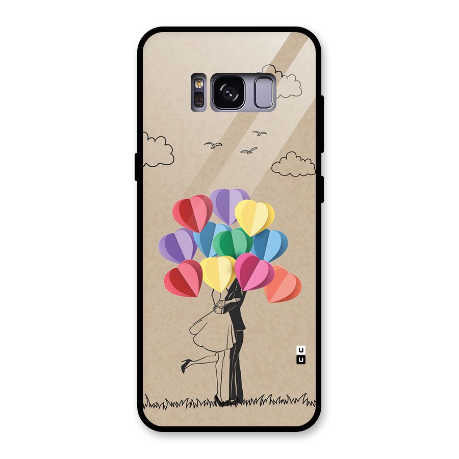 Couple With Card Baloons Glass Back Case for Galaxy S8