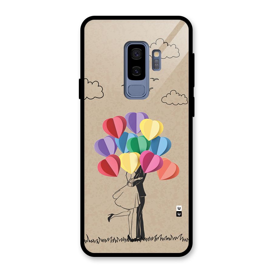 Couple With Card Baloons Glass Back Case for Galaxy S9 Plus