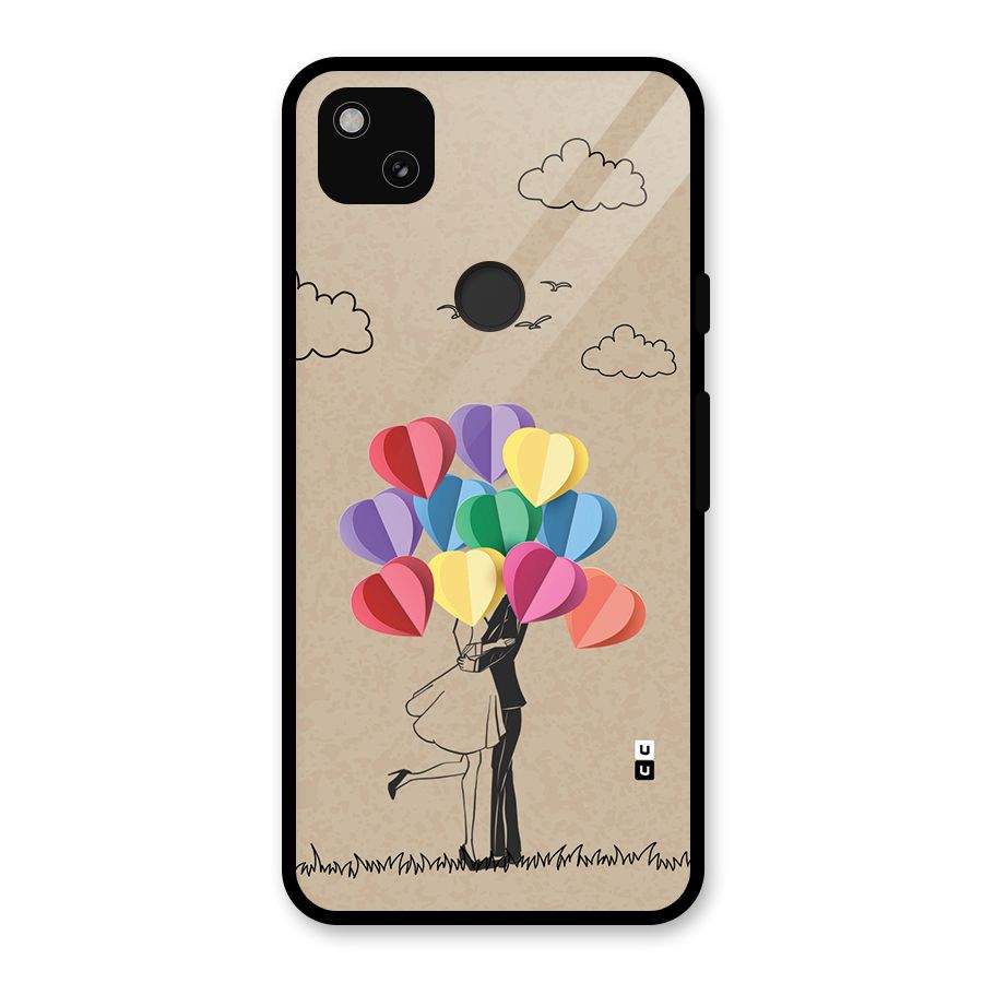 Couple With Card Baloons Glass Back Case for Google Pixel 4a