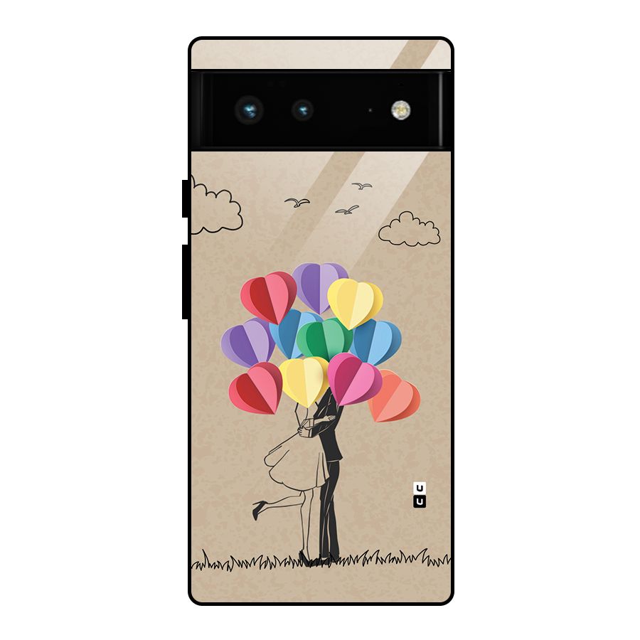 Couple With Card Baloons Glass Back Case for Google Pixel 6