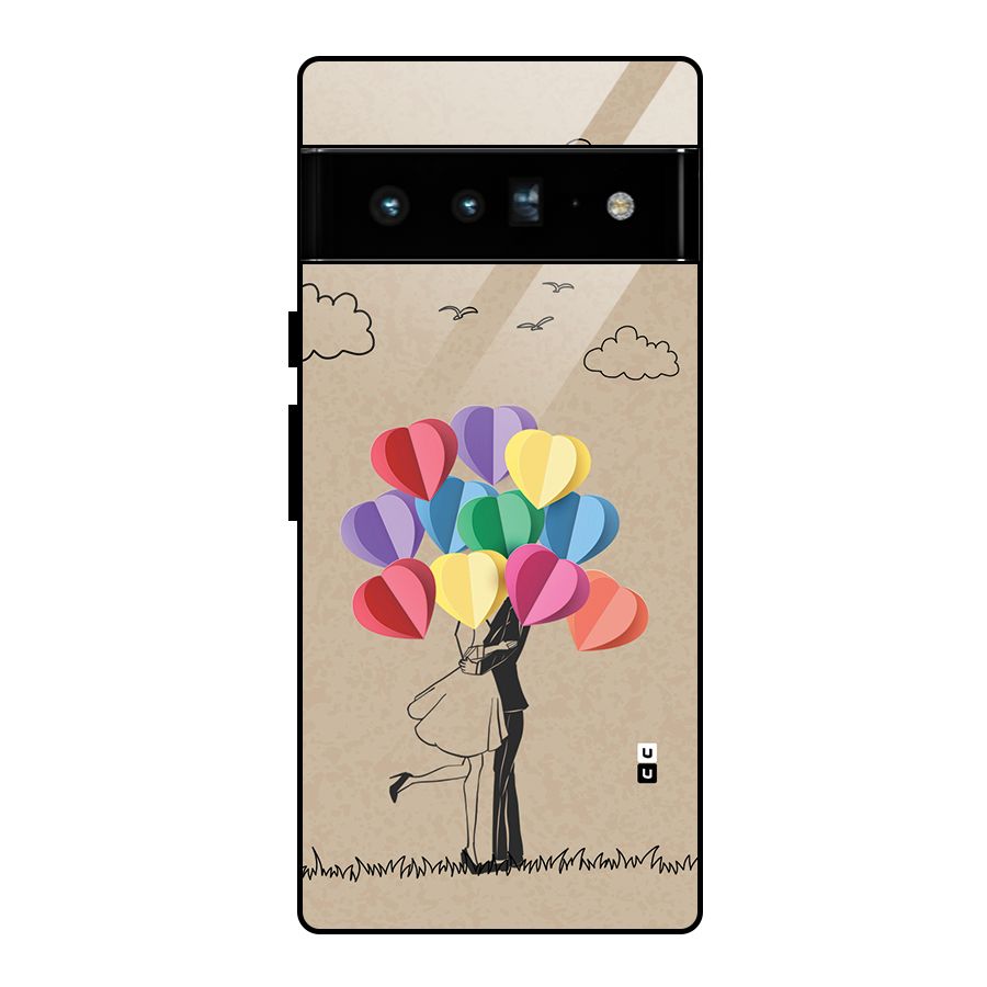 Couple With Card Baloons Glass Back Case for Google Pixel 6 Pro