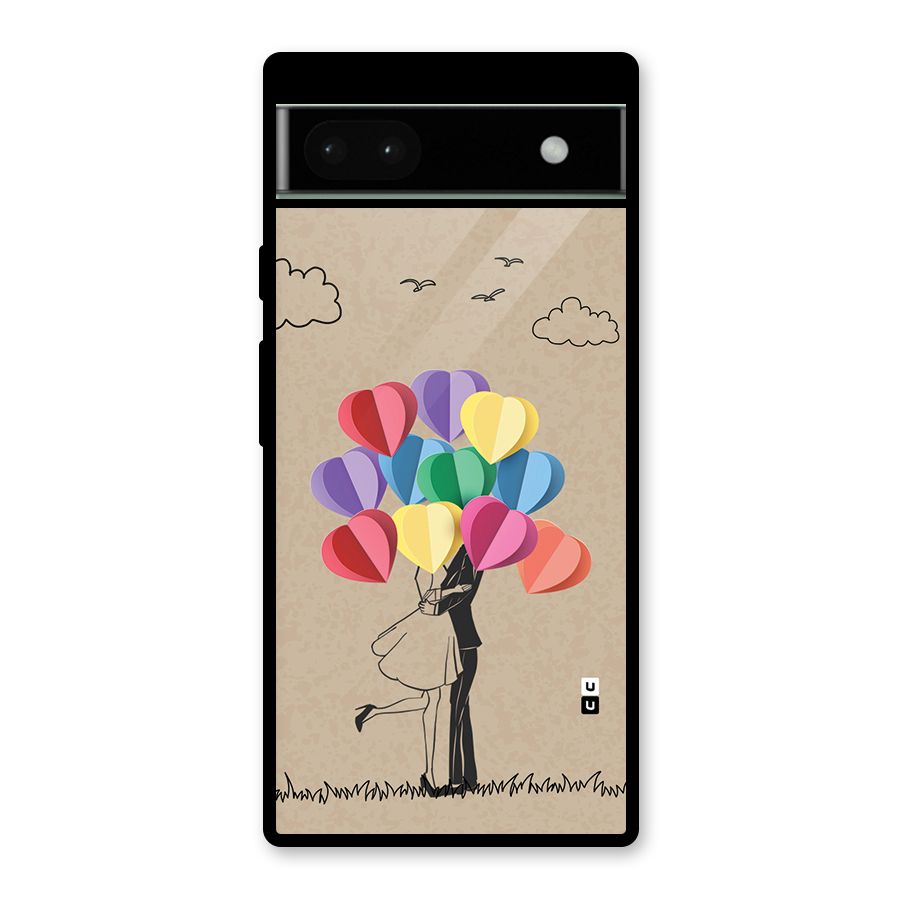 Couple With Card Baloons Glass Back Case for Google Pixel 6a