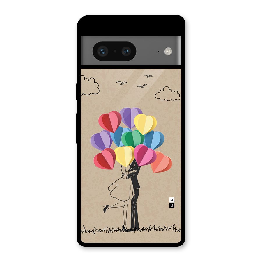 Couple With Card Baloons Glass Back Case for Google Pixel 7