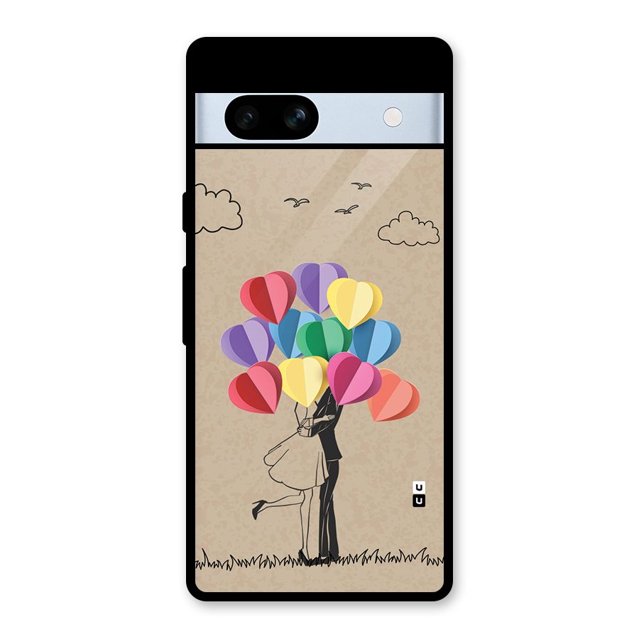 Couple With Card Baloons Glass Back Case for Google Pixel 7a