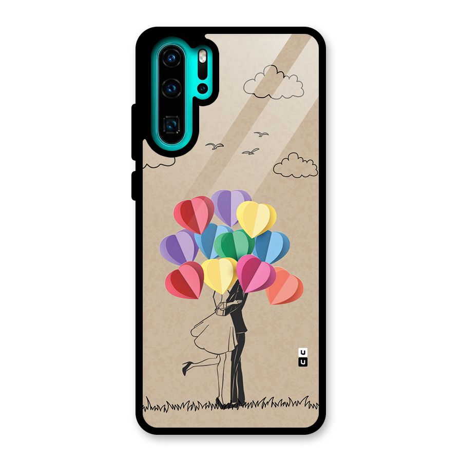 Couple With Card Baloons Glass Back Case for Huawei P30 Pro