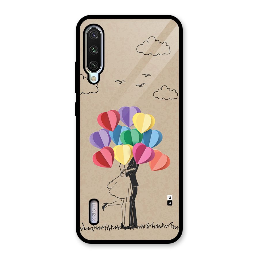 Couple With Card Baloons Glass Back Case for Mi A3