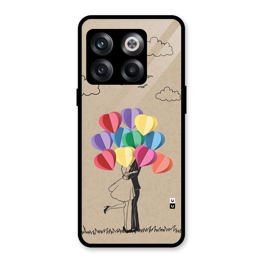Couple With Card Baloons Glass Back Case for OnePlus 10T